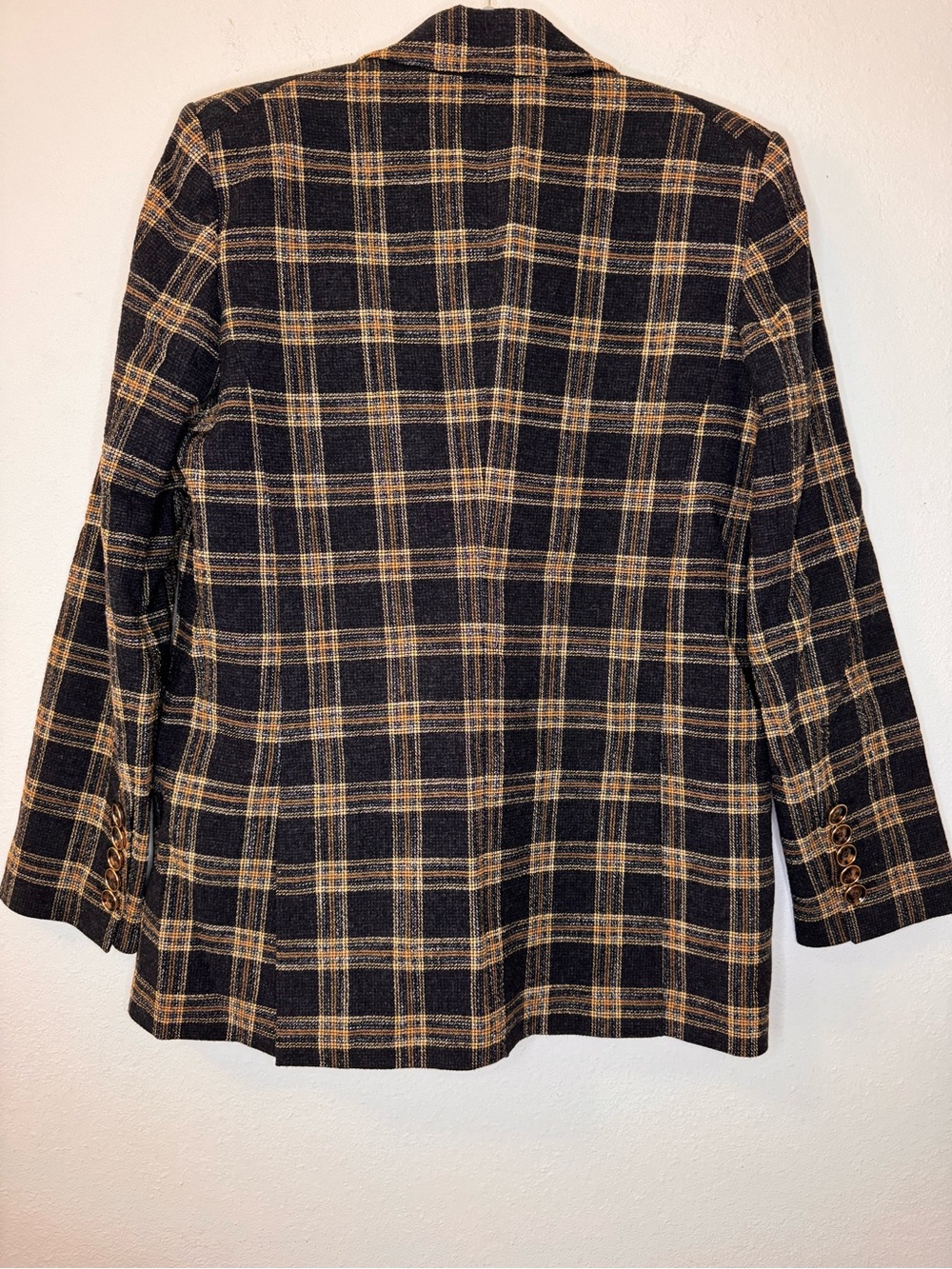 Veronica Beard Oria Black and Brown Plaid Double-Breasted Blazer - Picture 6 of 9